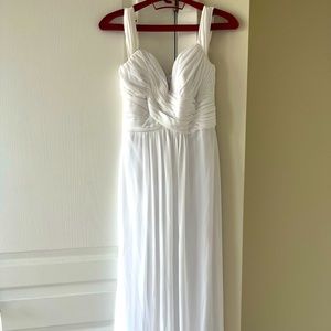 dessy collection off shoulder white small wedding dress